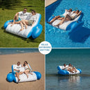 Inflatable Pool Floats Adults, Recliner Luxury Float, 2 or 3 Person, Lounger Chair with Handles, Cup and Phone Holder