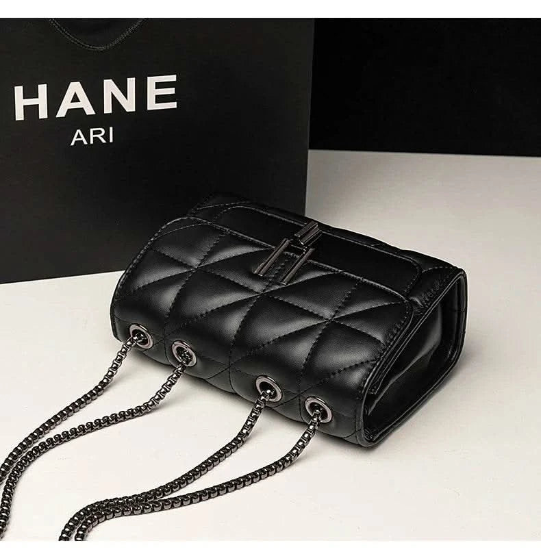 Classic Quilted Detail Square Bag, Solid Color Flap Shoulder Bag, All-Match Chain Bag - M & M Global