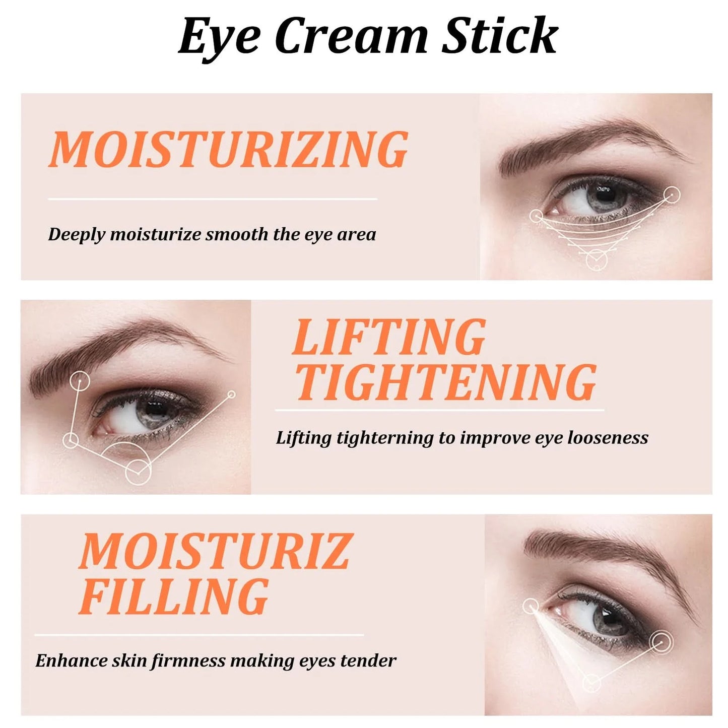 Snail Eye Cream Stick Collagen Fade Fine Lines Wrinkle Lightening Dark Circles Firming Eye Bags Puffiness Moisturizing Eye Cream - M & M Global