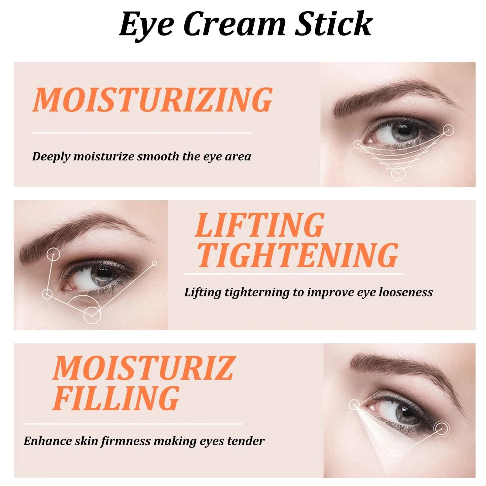 Snail Eye Cream Stick Collagen Fade Fine Lines Wrinkle Lightening Dark Circles Firming Eye Bags Puffiness Moisturizing Eye Cream - M & M Global