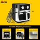 8.5QT Air Fryer, Upgraded Family Size Capacity, Visual Window, Square Basket Dials Stainless Steel Air Fryers, Reheat Leftovers, - M & M Global