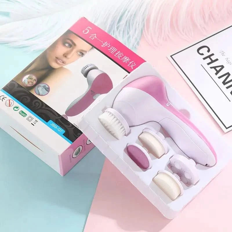 Electric Facial Cleaner 5 IN 1 Face Cleansing Brush Wash Machine Spa Skin Care Massager Blackhead Cleaning Facial Cleanser Tools - M & M Global