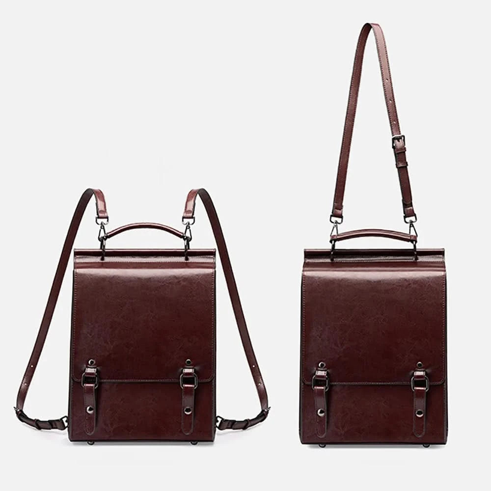 Genuine Leather Women Backpack Cross Body Bag Book School Bags Real Cowhide Lady Female Laptop Daypack Messenger Shoulder Bags - M & M Global