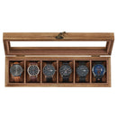 SONGMICS Watch Box, 6-Slot Watch Case, Solid Wood Watch Box Organizer with Glass Lid, Watch Display Case with Removable Pillows - M & M Global