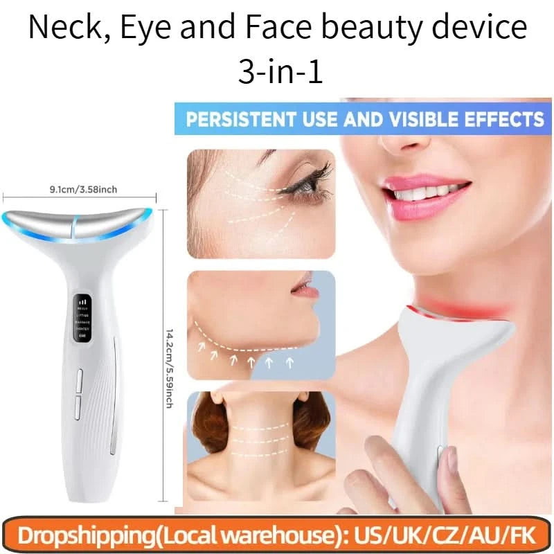 EMS Micro-current Neck Face Beauty Device LED IPL Skin Rejuvenation Cleaning Double Chin Removal Facial Lifting Firming Massager - M & M Global