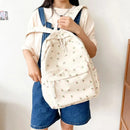 Student School Backpack Floral White School Bags For Teenage Girls Cute Women's Backpack Book Bag Nylon Rucksack - M & M Global