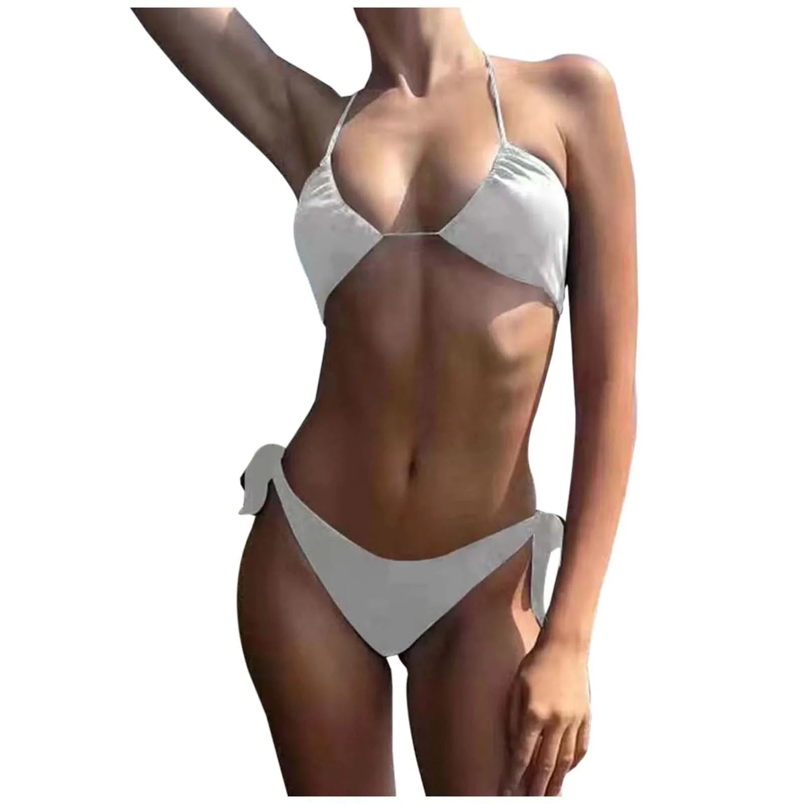 SunnyDay Candy Color Bikini Swimsuit Sheer Yet No Tan Lines Breathable Tie Up Design Vacation Outfits Split Swimwear - M & M Global