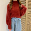 2025 Winter Imitate Mink Wool Hot Fleecing Female Turtleneck Elastic Casual Sweater Women Knitted Tops Pullovers Soft  Warm