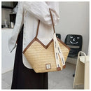 Straw Beach Bag Vintage Handmade Woven Shoulder Bag Raffia circle Rattan bags Bohemian Summer Vacation Casual Bags - M & M Global