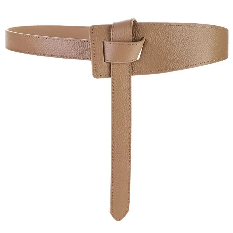 Knotted Belts for Women Belt Lady Waistband Soft Genuine Leather Suede Cowhide Waist Belt Straps Long Dress Coat Accessories - M & M Global