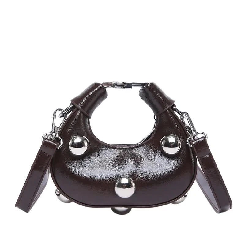 Retro Versatile Ladies Mini Handbag Women Big Rivet Personality Luxury Designer Crossbody Bags for Women Streetwear Shoulder Bag - M & M Global