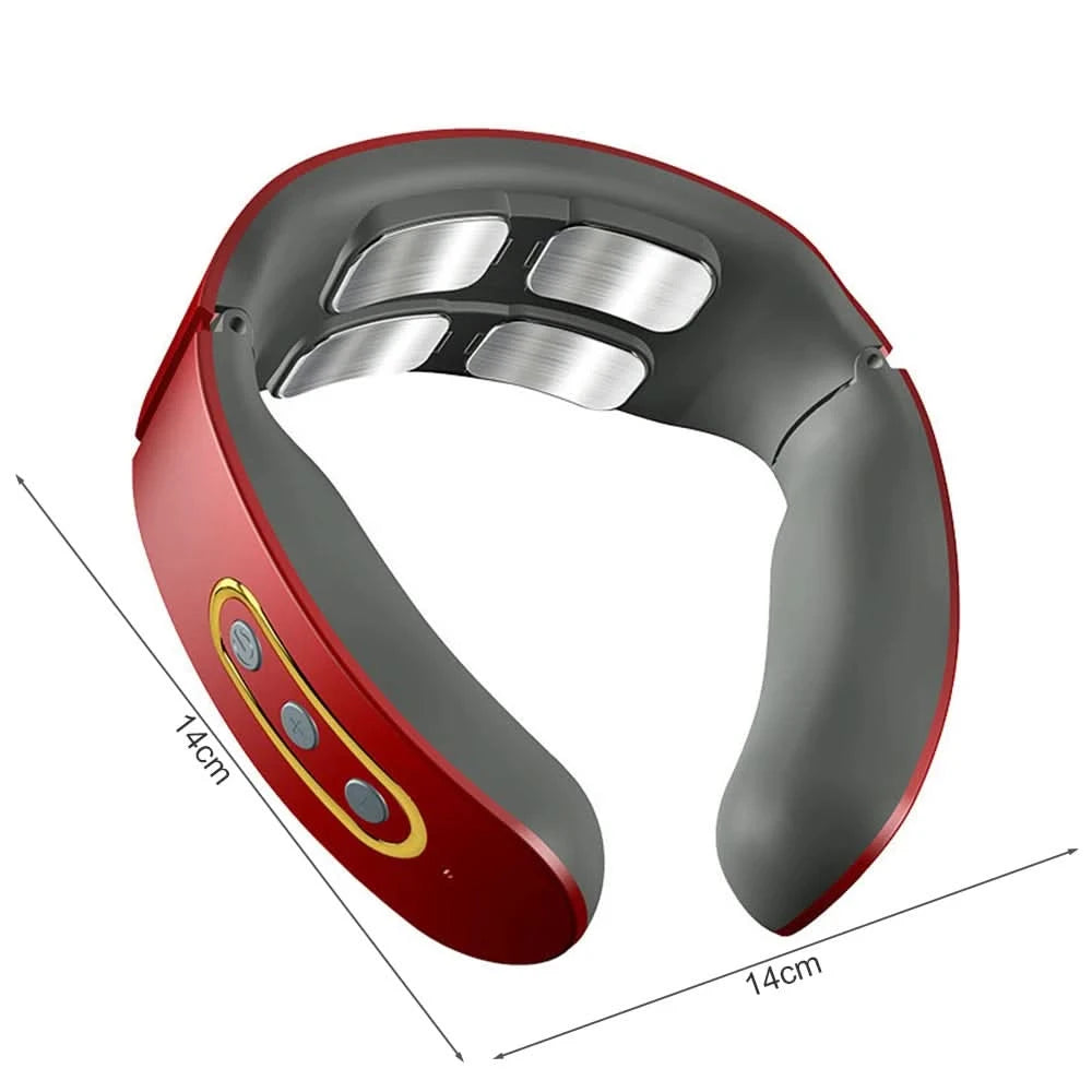 Electric Neck Shoulder Pulse Massager Kneading 4 Head TENS Magnetic Pulse Heating Cervical Vertebra Relax Pain Relief Massage - M & M Global