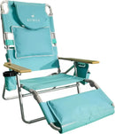 Ostrich Deluxe 3N1 Padded Beach Chair w/ Face Cushion & Arm Holes, Teal - Lightweight Folding Recliner w/ Adjustable Backrest