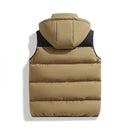 Men Autumn Thicken Cotton Sleeveless Vests Jacket Coat Mens Winter Warm Detachable Hat Outwear Waistcoat Hooded Vest Jacket Male