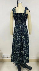 Goth Dark Fairy Grunge Y2k Aesthetic Skull Graphic Dresses Mall Gothic Shirring Lace Up Long Dress Punk A-line Slim Emo Clothing - M & M Global