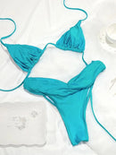 Summer 2025 Bikini Luxury Swimwear Women Biquini Folds Bikini Set Bathing Suit Women Swimsuit High Grade Champagne Bikinis Beach - M & M Global