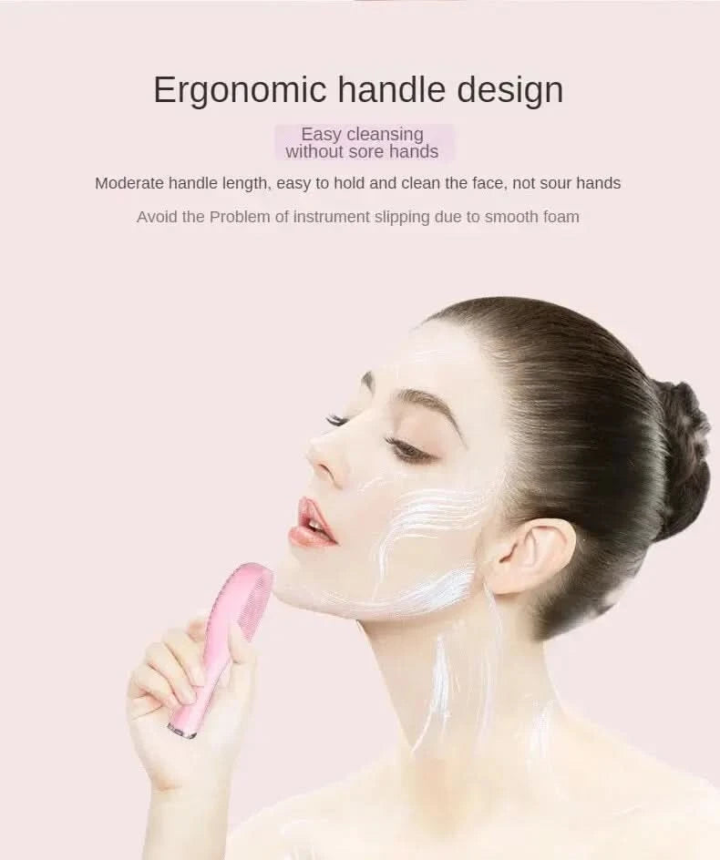 Electric Facial Cleansing Brush Deep Pore Cleaning Sonic Vibration Waterproof Acne Blackhead Remover Pore Cleaner Silicone - M & M Global