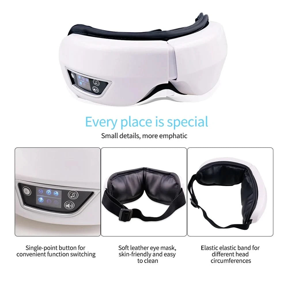 Smart Eye Massager Rechargeable Eye Mask For Dark Circles, Puffiness Dry Eyes Fatigue Relief Perfect For Sleep & Travel - M & M Global