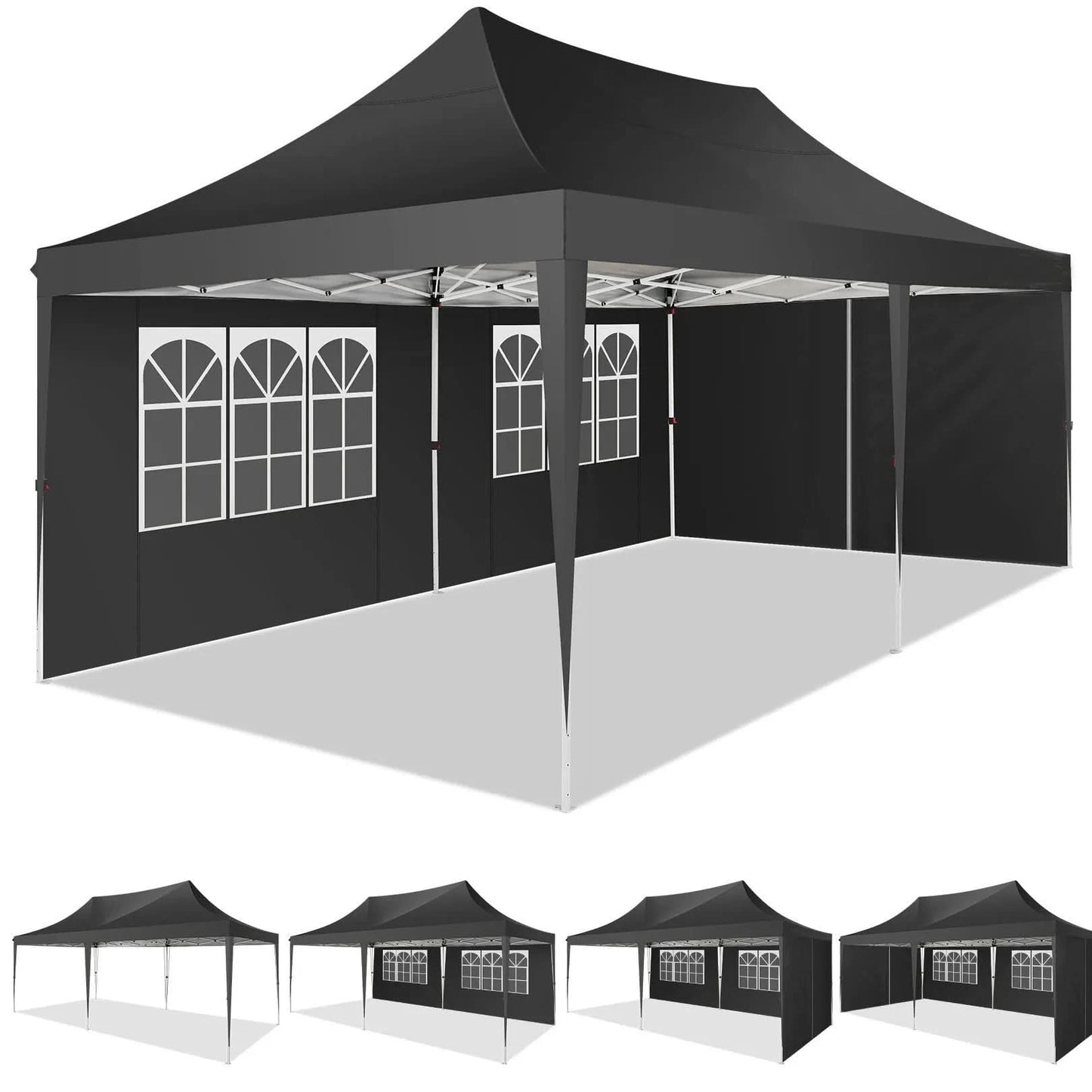 10x20 Pop Up Canopy Tent with 6 Sidewalls, Wedding Party Tent Outdoor Canopy UV50+ Waterproof Canopy Tent Outdoor Gazebo