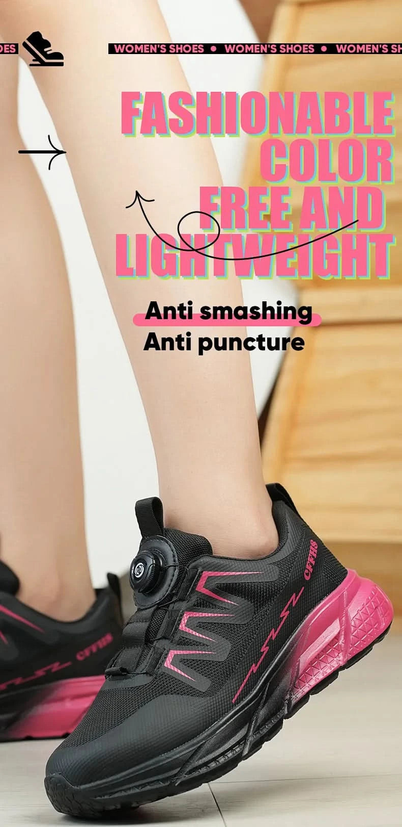 New women's anti-puncture anti-smash breathable fashion safety protection shoes