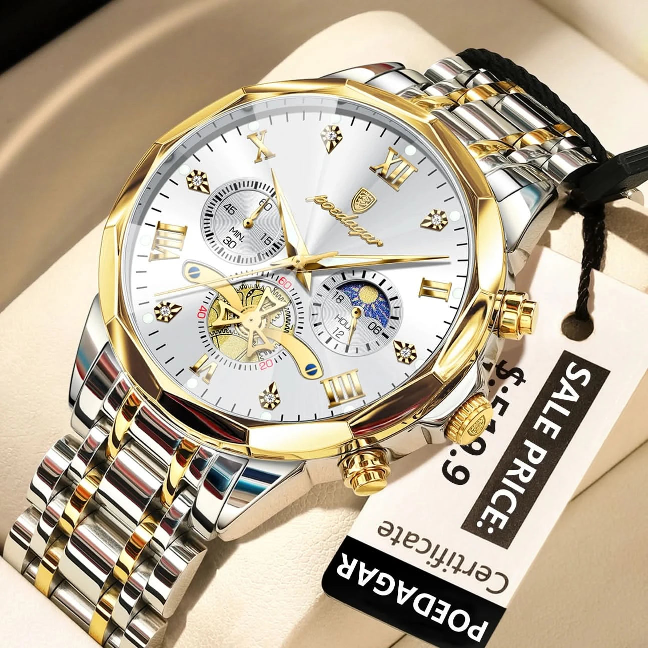 POEDAGAR Luxury Men Watch Top Original Waterproof Luminous Chronograph Man Wristwatch Stainless Steel Quartz Men's Watches Reloj - M & M Global