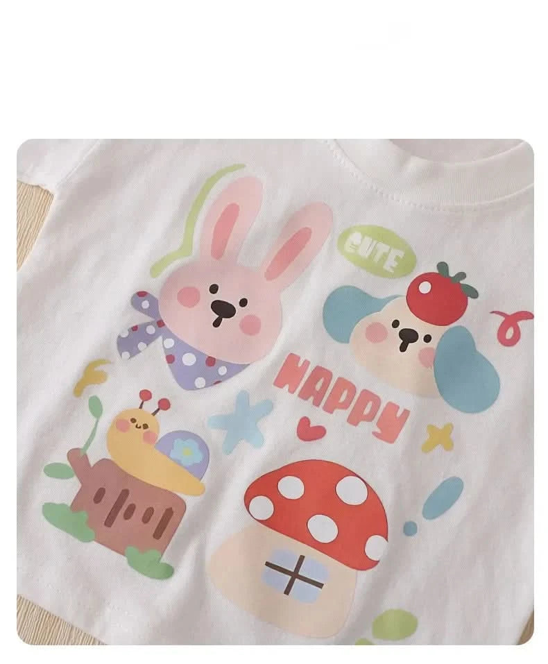 Summer Short Sleeve Cotton Tops +Shorts PCS Casual Cartoon Baby Boys and Girls Animals Clothing Sets - M & M Global