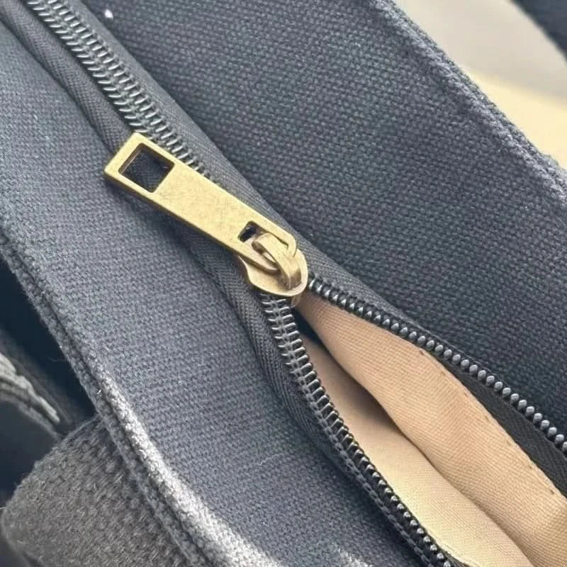 Urban Minimalist Female Student Large Capacity Commuting Horizontal Canvas Single Shoulder Diagonal Cross Portable Tote Bag - M & M Global