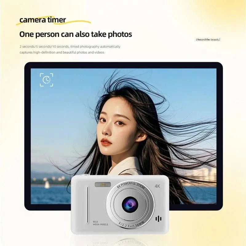 4K Digital Camera 5000W Pixel Retro CCD Portable Card Camera Entry-level Camera Dual Camera Flash 50 Million Pixels Auto Focus - M & M Global