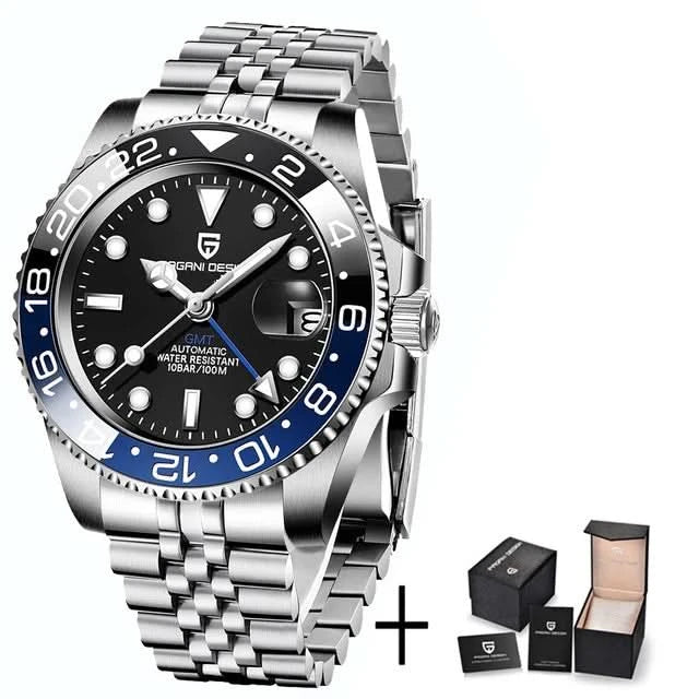 PAGANI DESIGN PD-1662 Luxury GMT Men Mechanical Wristwatch Sapphire Glass Stainless Steel 100M Waterproof Automatic Watches - M & M Global