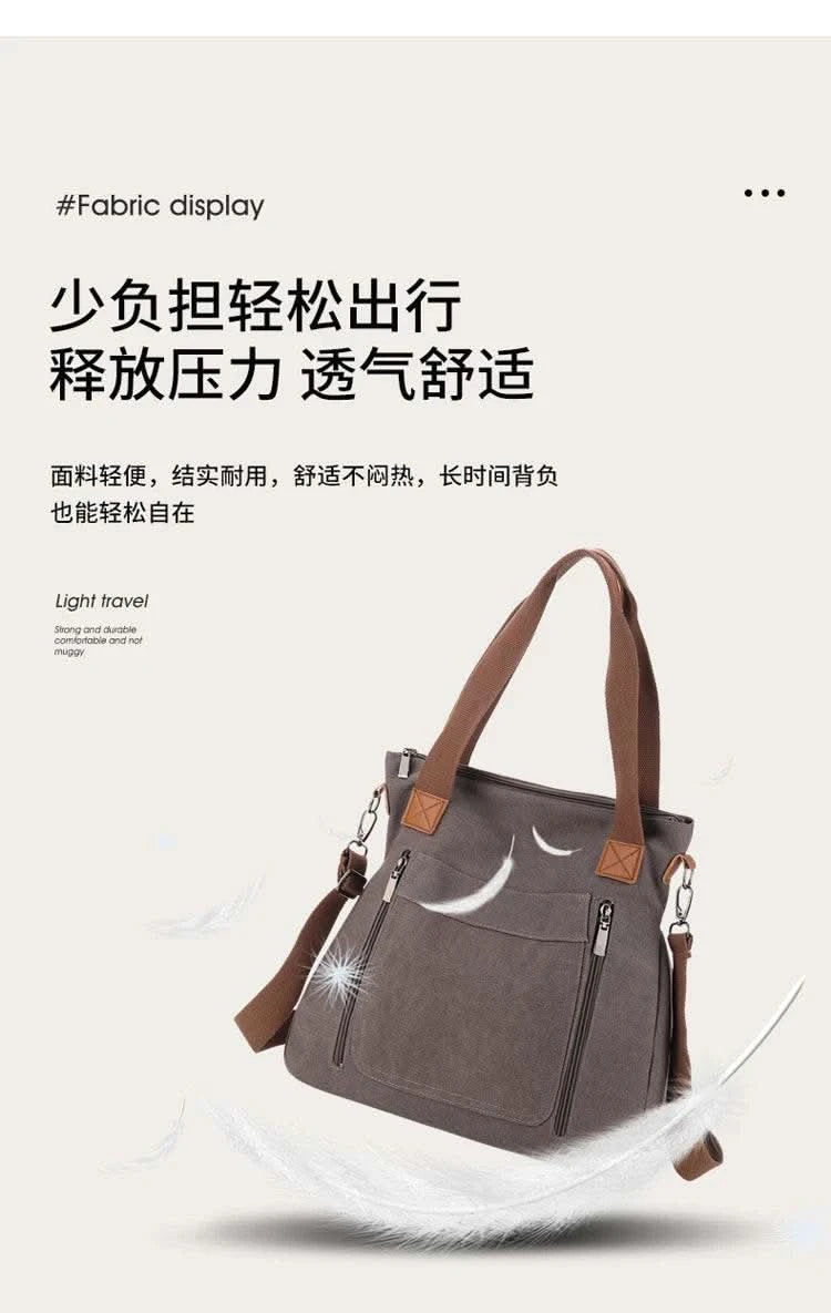 Cross-border large-capacity canvas women's bag, casual cross-body bag, Korean-style fashionable tote bag, simple handbag, new st - M & M Global