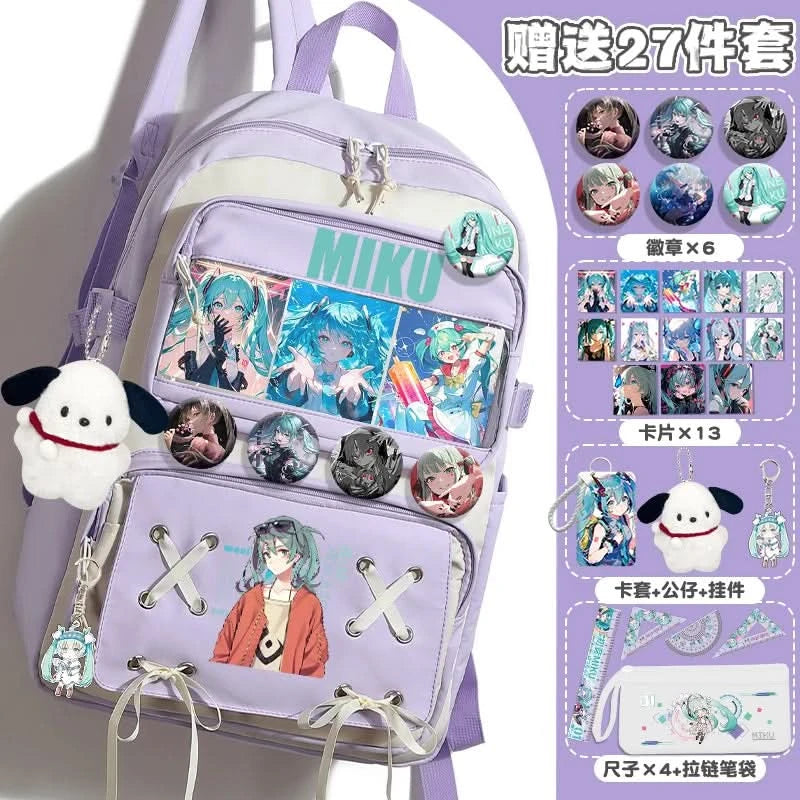 Miku Future School Backpack for Girls 2025 New Fashion Print Youth Pain Bag Large Capacity Backpack for School - M & M Global