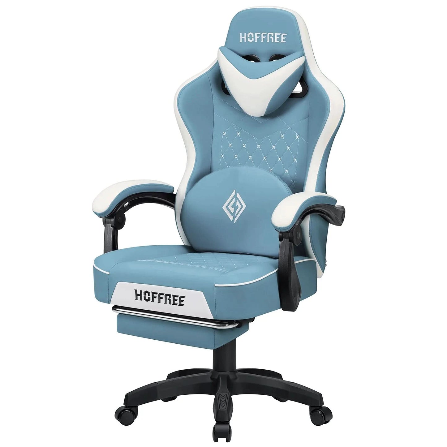 Gaming Chair with bluetooth Speakers RGB LED Lights Ergonomic Massage Video Game Chair with Footrest High Back w/ Lumbar Support