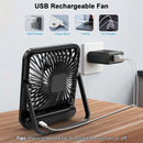 Desk Fan, Portable USB Rechargeable Fan, 180° Tilt Folding Personal Fan With Power Display, 5 Speeds Ultra Quiet Table Fan - M & M Global