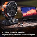 coldSky Camping Fan with 4 LED Lantern 8 Speeds Desk Fan 20000mAh Battery Portable Outdoor Fan for Outdoor Camping and Fishing - M & M Global