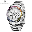 2023 PAGANI DESIGN New Rainbow Bezel Sport Watch Men Quartz Stainless Steel 100MWaterproof Mens Watch VK63 Sapphire Chronograph - M & M Global