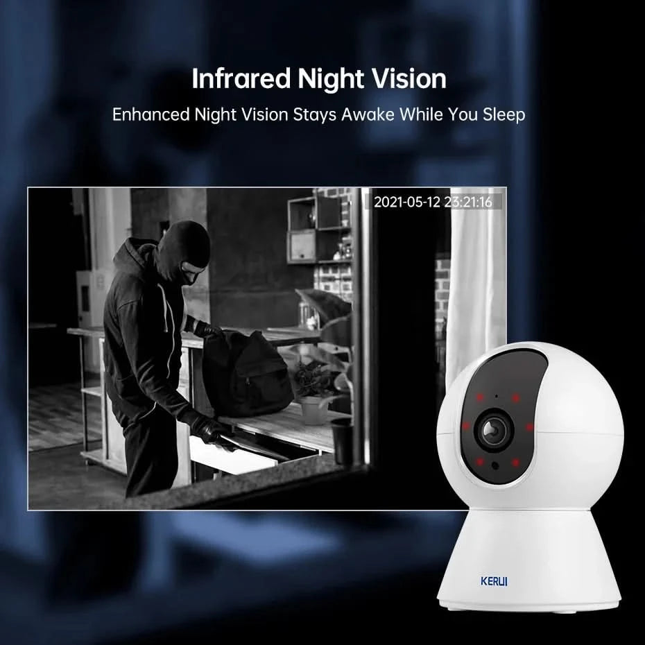 KERUI 5MP 4K Tuya Smart Mini WiFi IP Camera Indoor Wireless Home Security AI Human Detect CCTV Surveillance Camera Auto Tracking - M & M Global