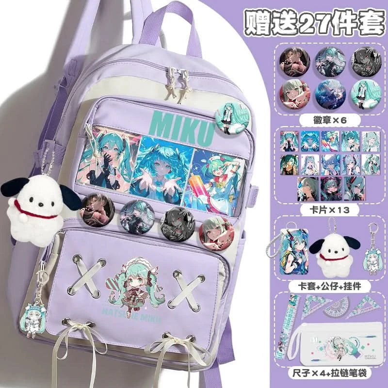 Miku Future School Backpack for Girls 2025 New Fashion Print Youth Pain Bag Large Capacity Backpack for School - M & M Global