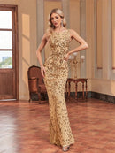 Elegant Sequins Evening Dresses Women Long Mermaid Formal Backless Luxury Wedding Party Mermaid Prom Gowns