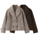 Willshela Women Fashion Solid Double Breasted Trench Jackets Vintage Lapel Neck Long Sleeves Female Chic Lady Outfits
