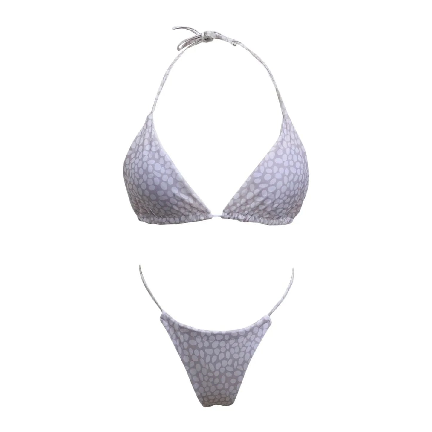 Summer Holiday Print Swimwear Women 2pcs Halter Neck Bandage Bikini Thong Tankinis Set Brazilian Biquini Bather Bathing Suit - M & M Global
