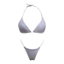 Summer Holiday Print Swimwear Women 2pcs Halter Neck Bandage Bikini Thong Tankinis Set Brazilian Biquini Bather Bathing Suit - M & M Global