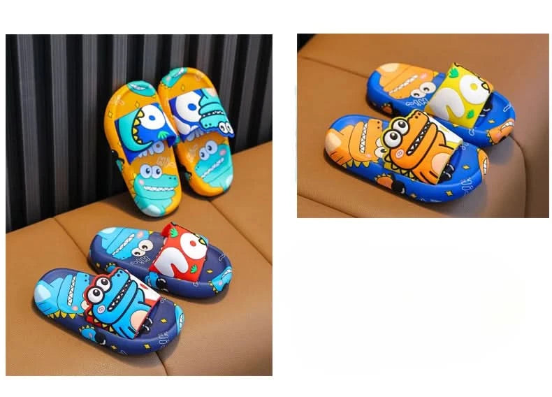 Cartoon Dinosaur Children Slippers Boy Girls Casual Shoes Flat Beach Water Shoes Indoor Soft Kids Cute Flip Flops for Boy Girl - M & M Global