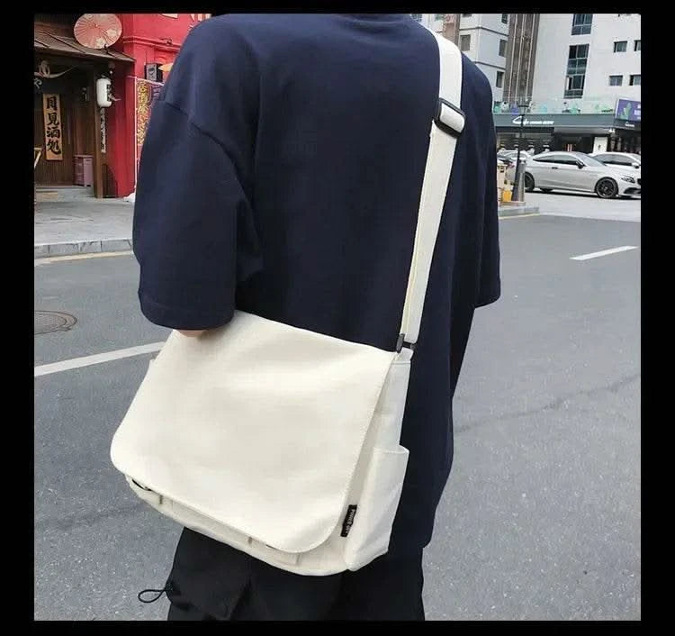 Collage Student School Bags Women&Men Unisex Crossbody Bags Multipockets Messenger Bag Simple Nylon Shoulder Bag - M & M Global