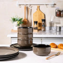 Ceramic Dinnerware Sets for 8 Reactive Glaze Plates and Bowls Set with High Resistance to Chips and Cracks Fully Compatible wit