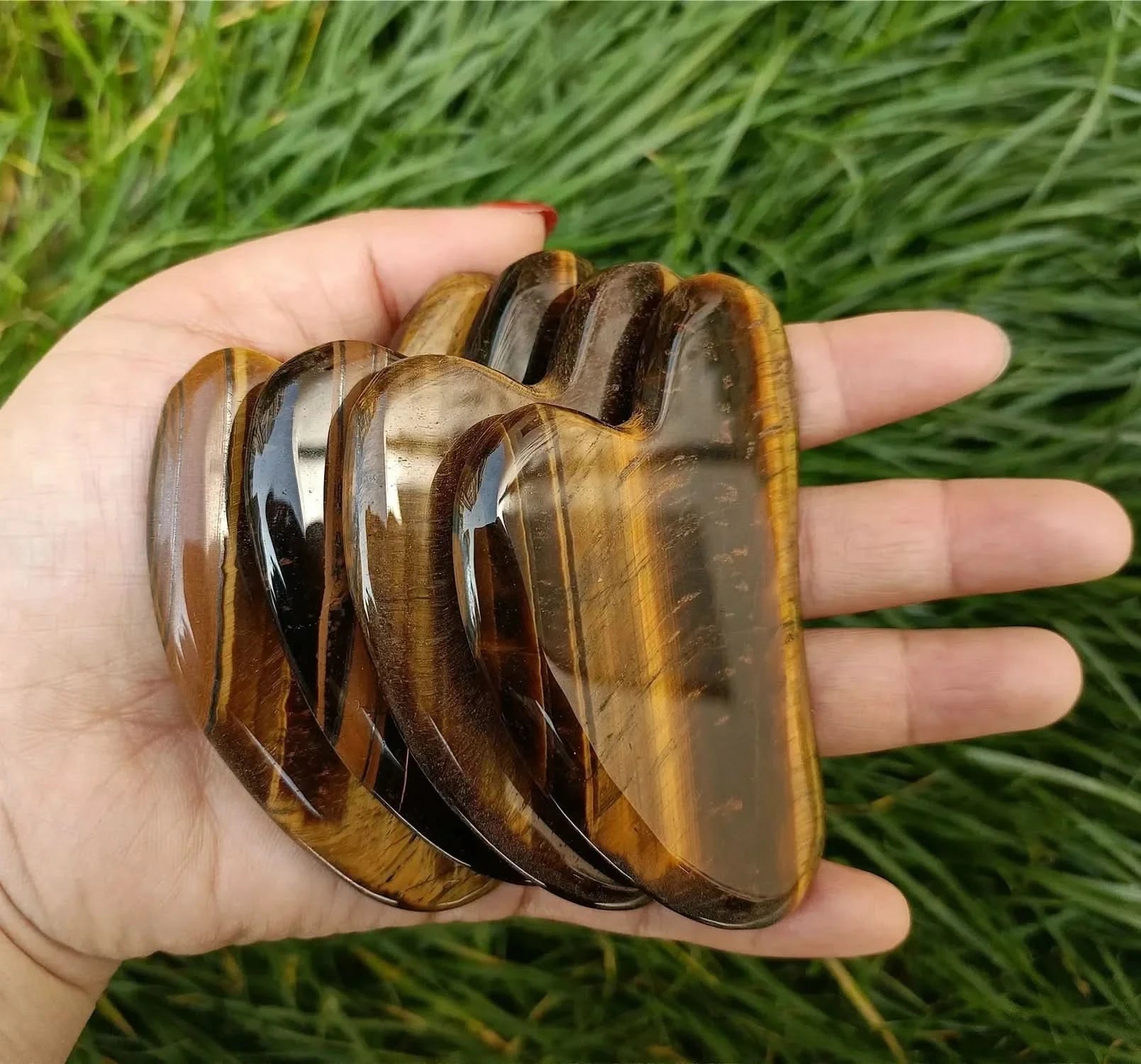 Natural Tiger Eye Guasha Beautiful Massager Facial Scraping Tools Neck Face Scraper Massage Anti Wrinkle Relax Tool SPA Stone - M & M Global