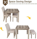 Rustic Dining Table, Farmhouse Kitchen Dining Chairs , Charming 60" Rectangular Wooden Table& Upholstered