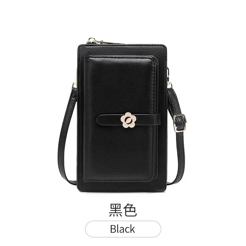MIYIN Women's Soft Leather Touch Screen Phone Bag Flower Decoration Multi functional Large Capacity Crossbody Bag Coin Wallet - M & M Global