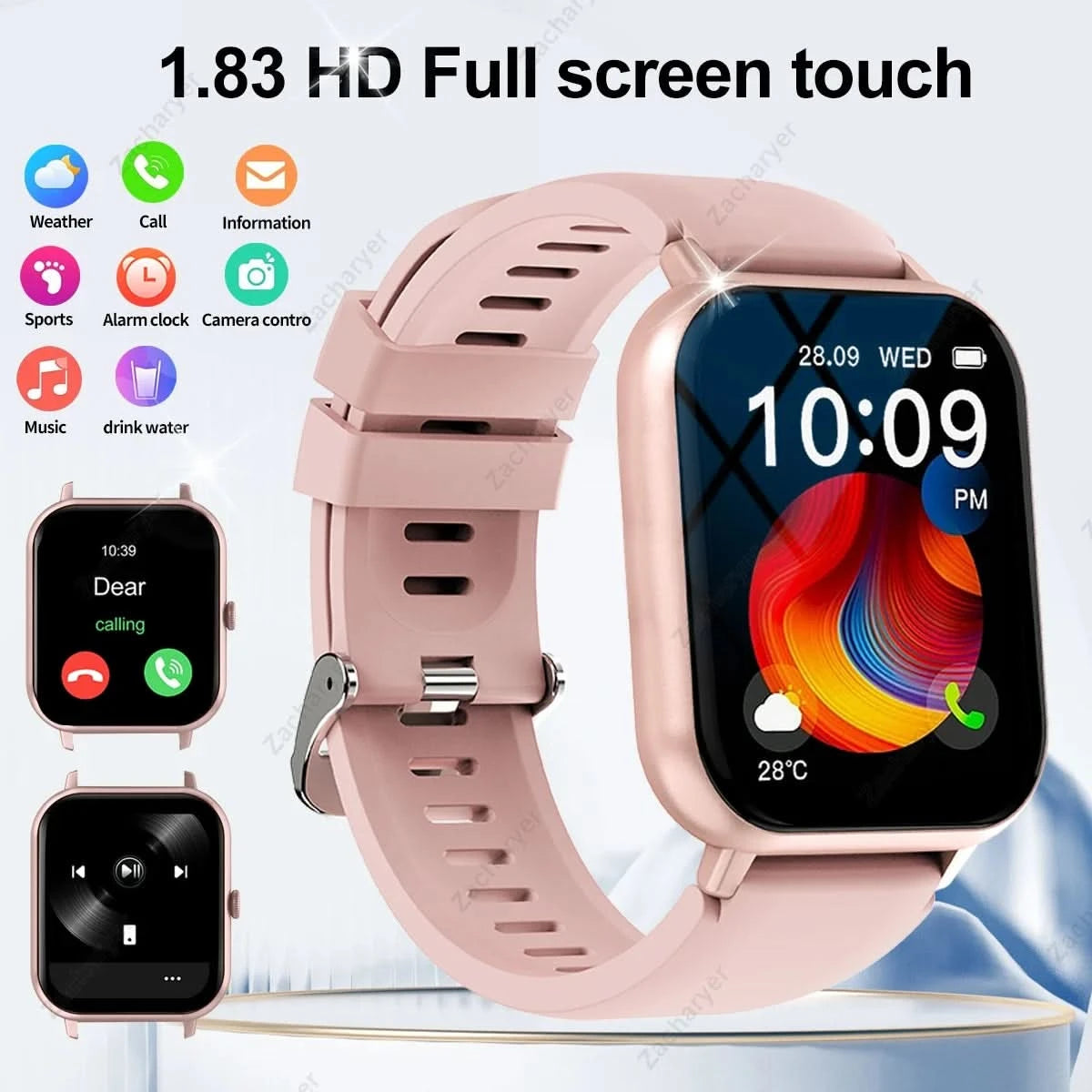 Hot Smart watch, multi-sport mode, call reminder, message reminder, custom wallpaper, compatible with iPhone/Android