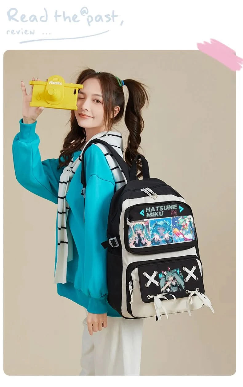 Miku Future School Backpack for Girls 2025 New Fashion Print Youth Pain Bag Large Capacity Backpack for School - M & M Global
