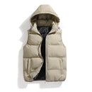 Men Autumn Thicken Cotton Sleeveless Vests Jacket Coat Mens Winter Warm Detachable Hat Outwear Waistcoat Hooded Vest Jacket Male
